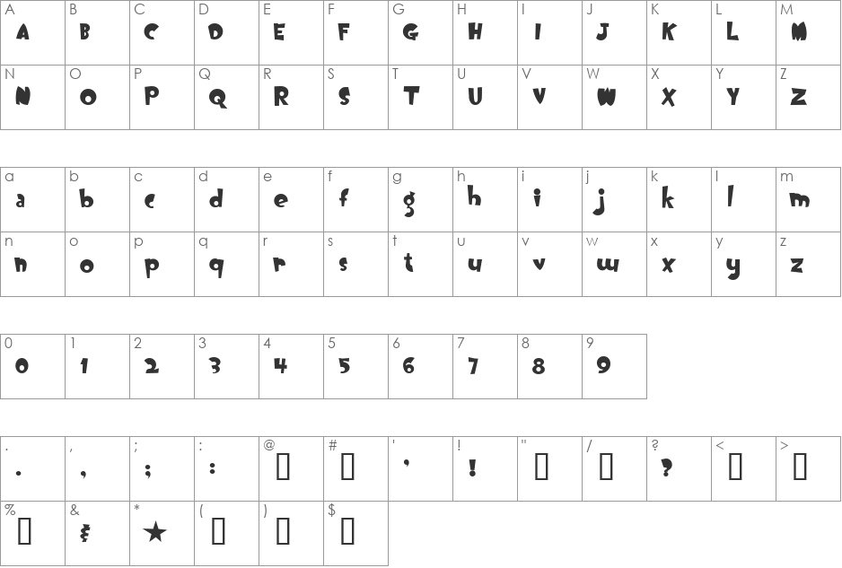 OogieBoogie font character map preview