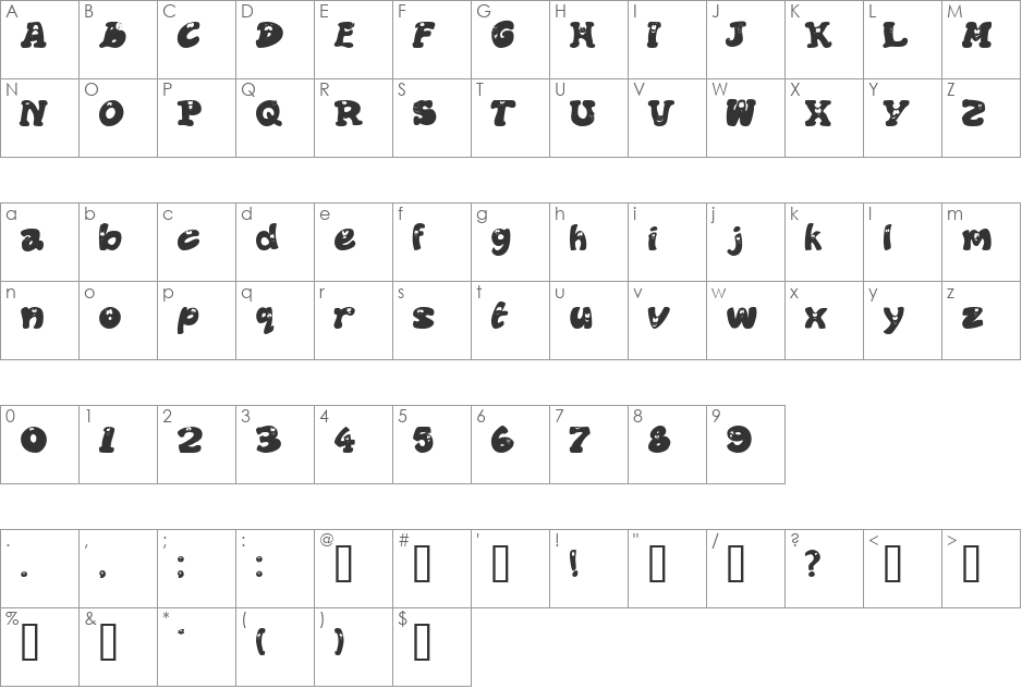 OOH font character map preview
