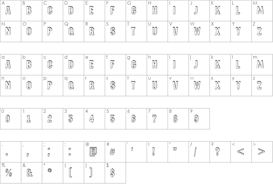 a_MachinaNovaSh font character map preview