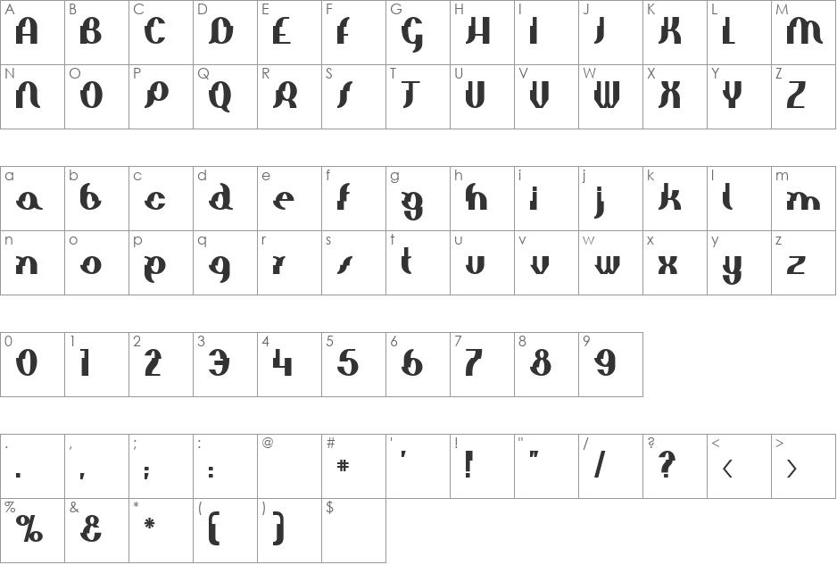 Oopessssss font character map preview