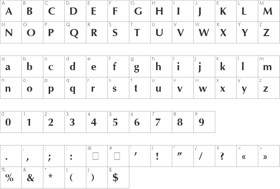 Opart-Medium font character map preview