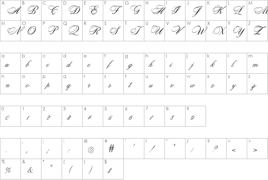 OPCitS-ScripT font character map preview