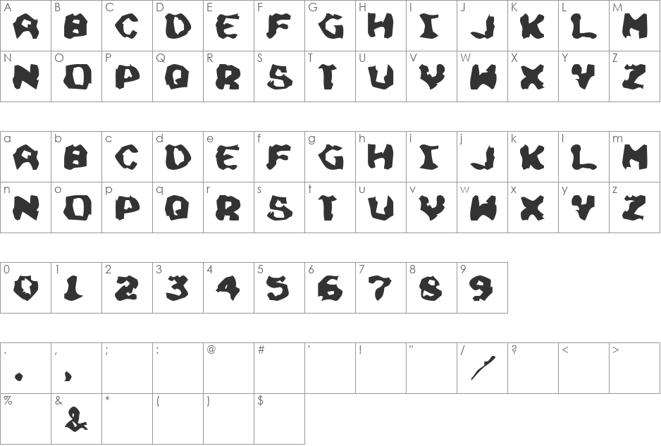Opel font character map preview
