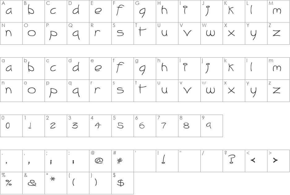 Open All Day font character map preview