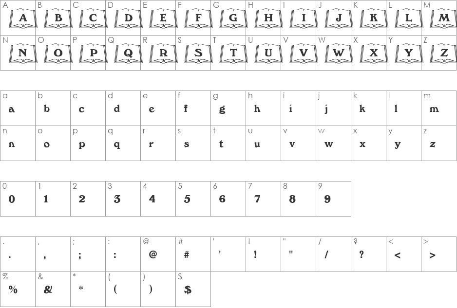 OpenBook Becker font character map preview
