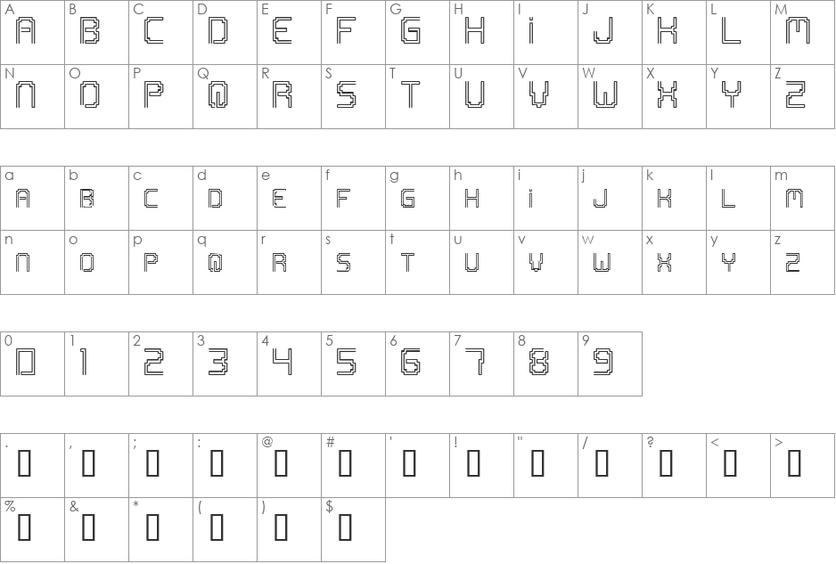 OpenMind font character map preview