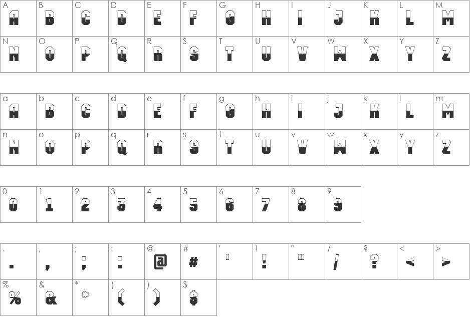 a_MachinaOrtoB&W font character map preview