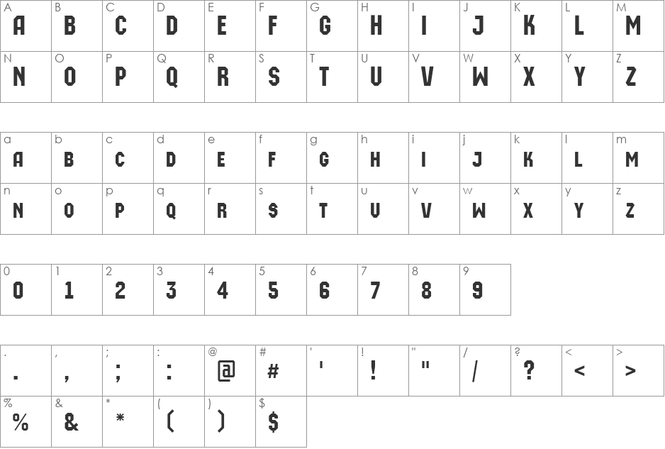 a_MachinaOrtoCaps font character map preview