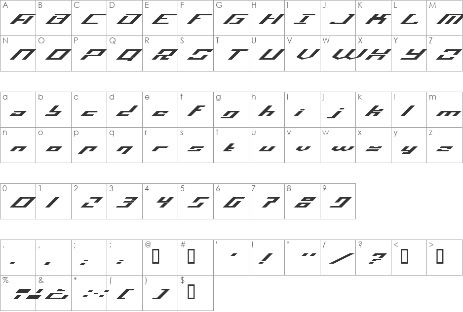 Operational Amplifier font character map preview