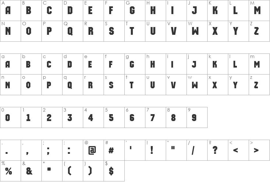 a_MachinaOrtoCaps font character map preview