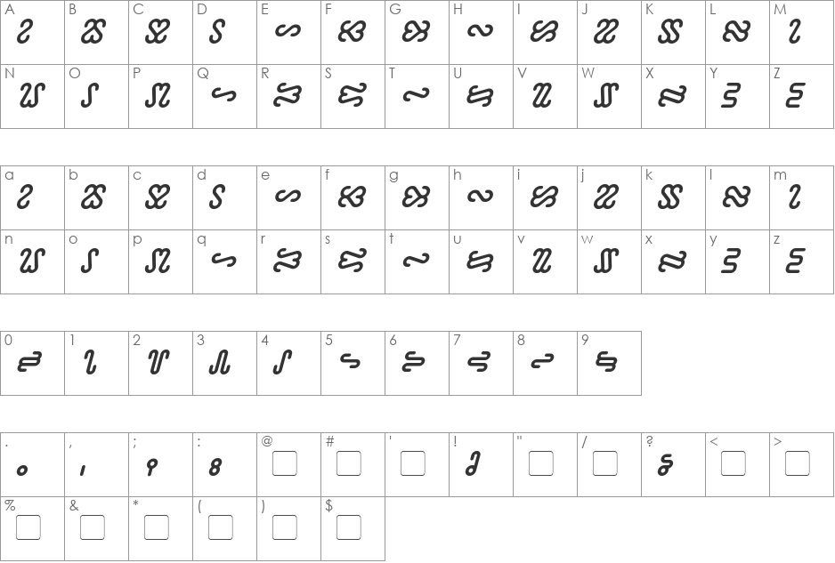 Ophidian font character map preview