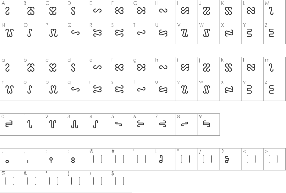 Ophidian font character map preview