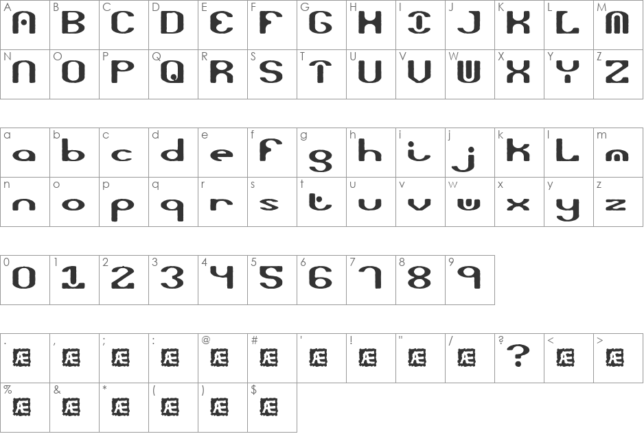 Opiated (BRK) font character map preview
