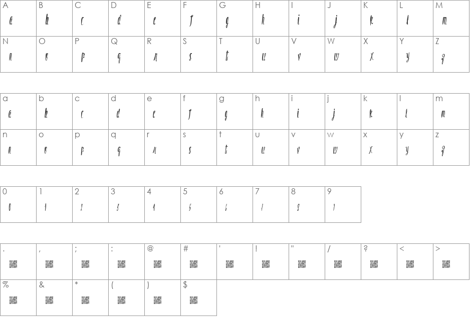 OpiatedValues font character map preview