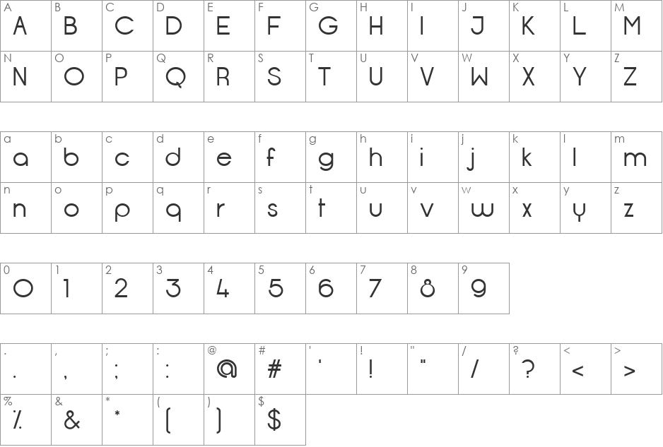 Opificio font character map preview