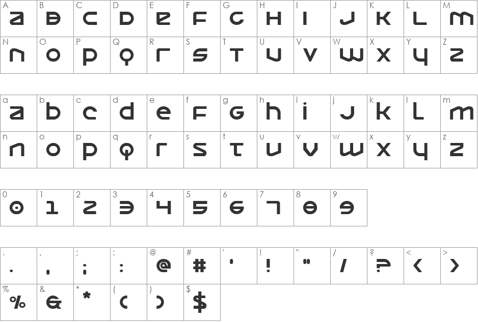 Opilio Outline Italic font character map preview