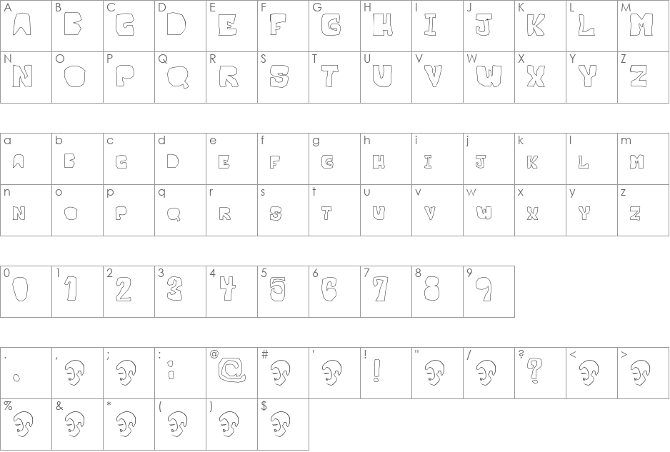 OPN Malatashito font character map preview