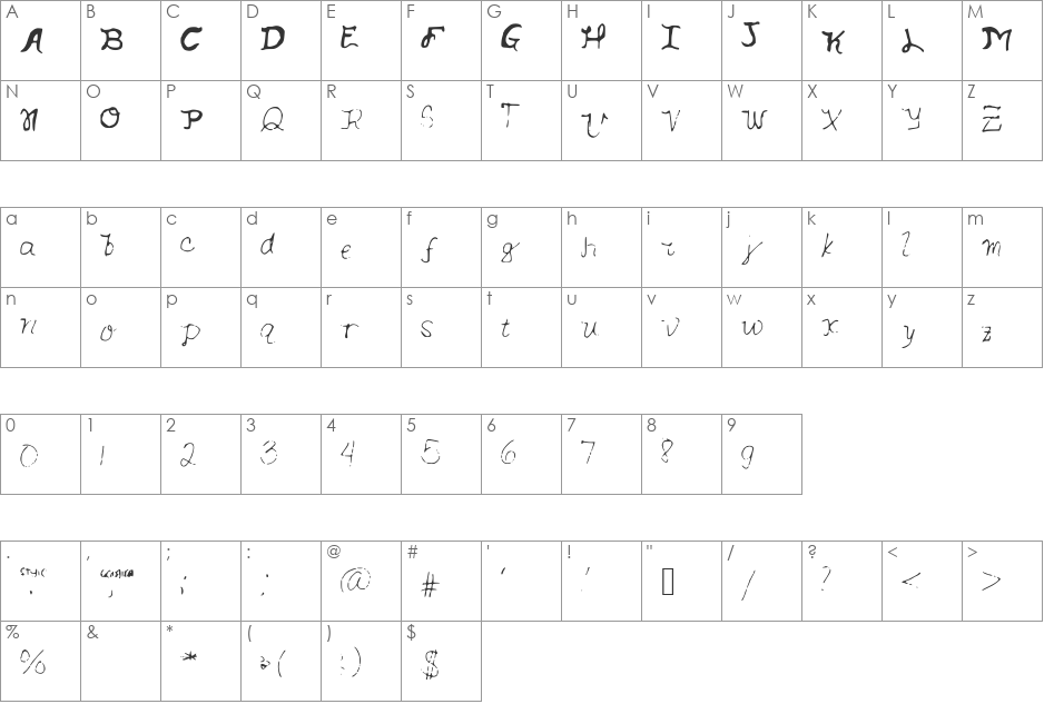 OppaGelaStyle font character map preview