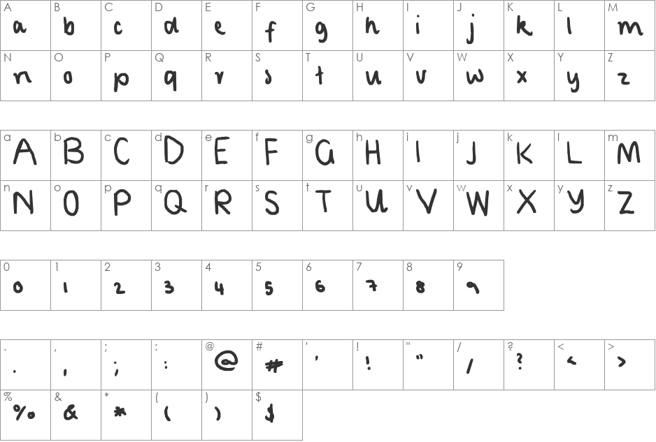 opposite font character map preview