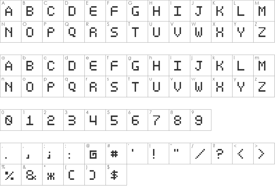 Optiate font character map preview