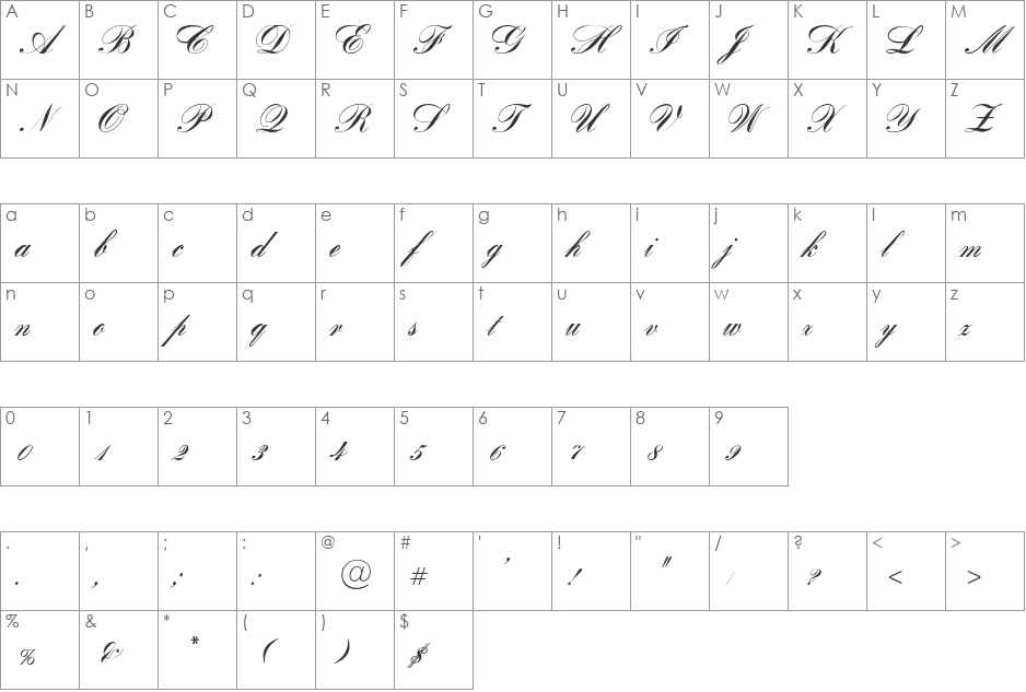 OPTIBank font character map preview