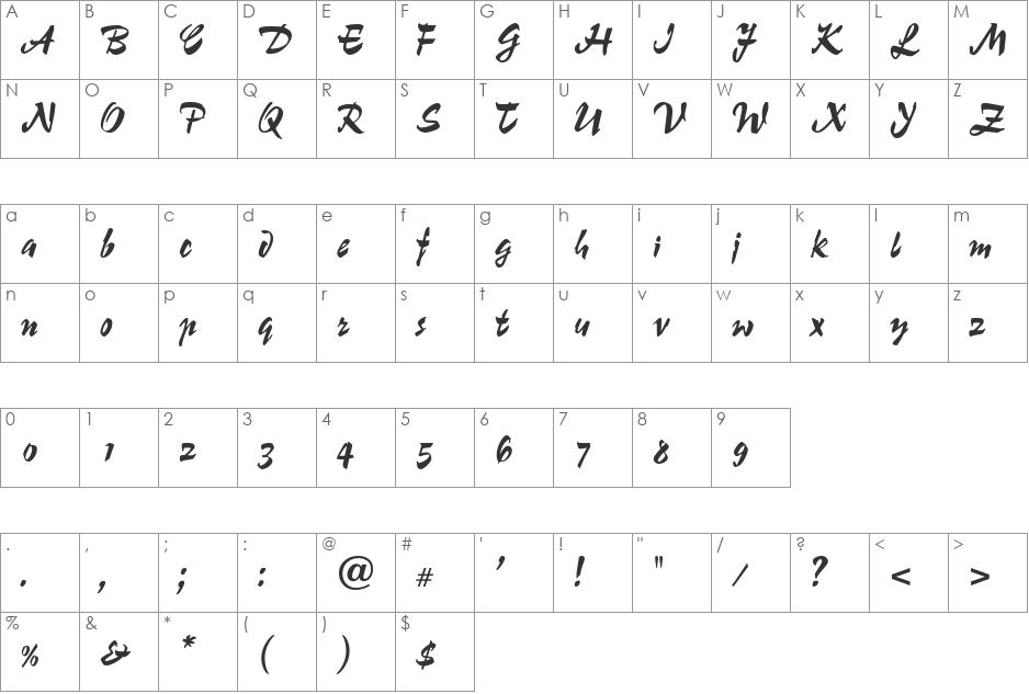 OPTIChampion font character map preview
