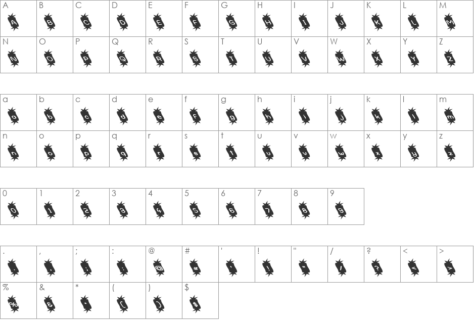 Optimistic Pessimist font character map preview