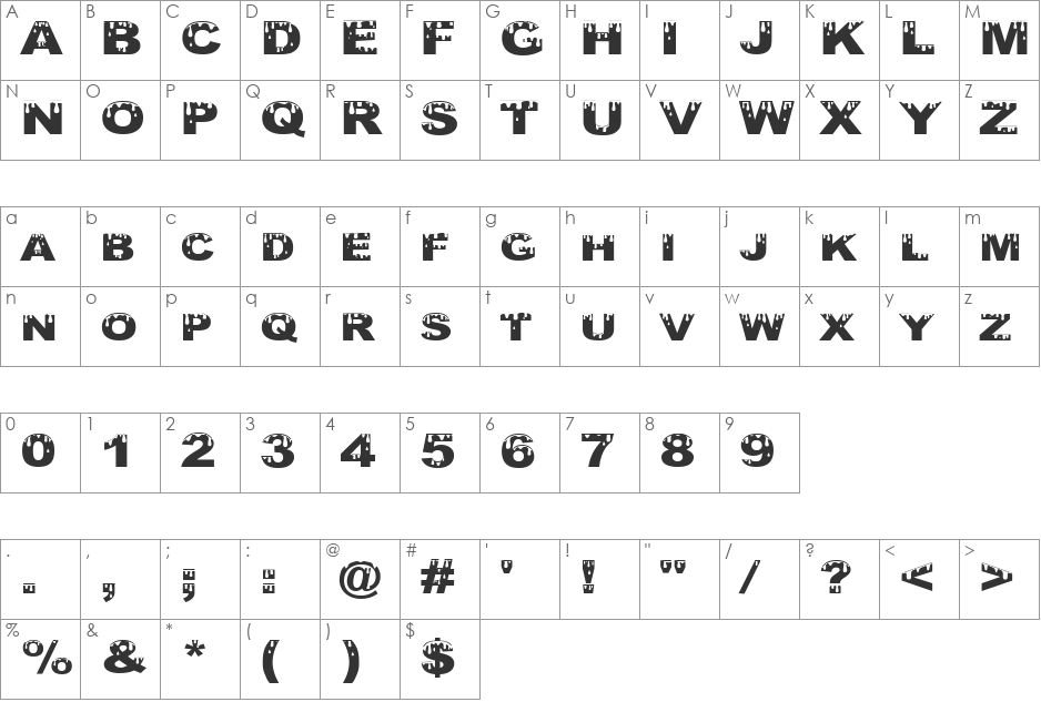 Optimistic Trends font character map preview