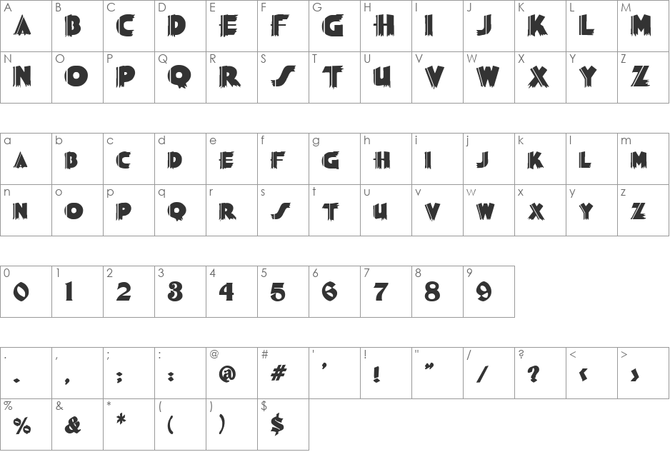 Orakel font character map preview