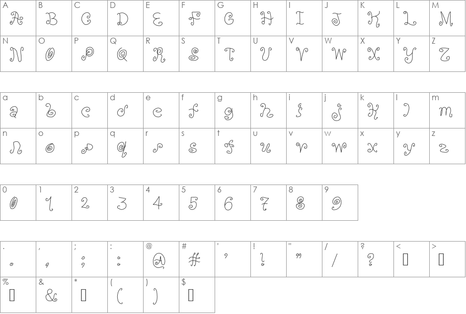 Orange  font character map preview