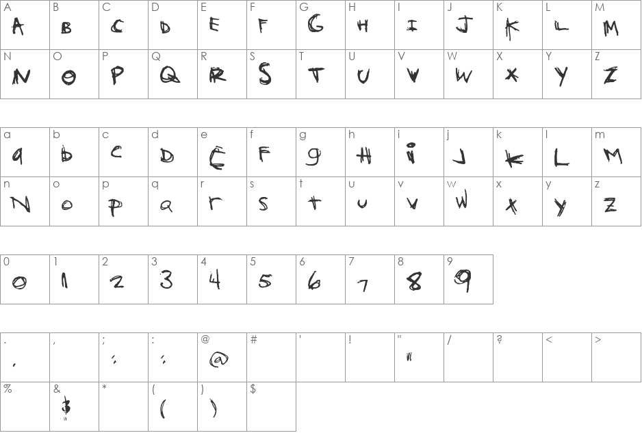 Orange Book font character map preview