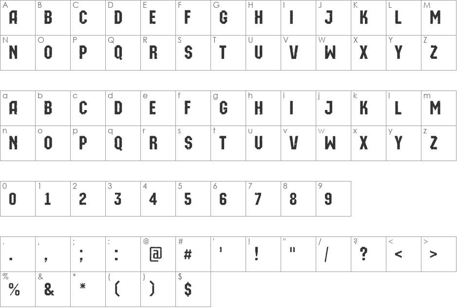 a_MachinaOrtoRg&Bt font character map preview