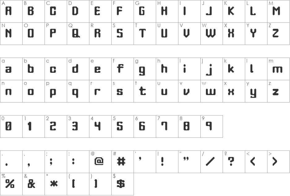orange phone font character map preview