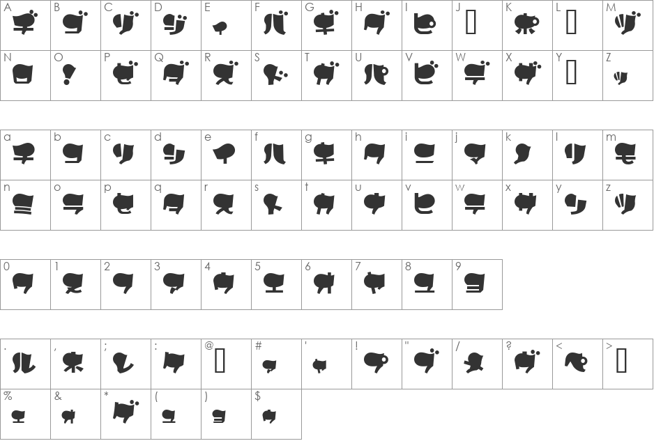 OrangeAde font character map preview