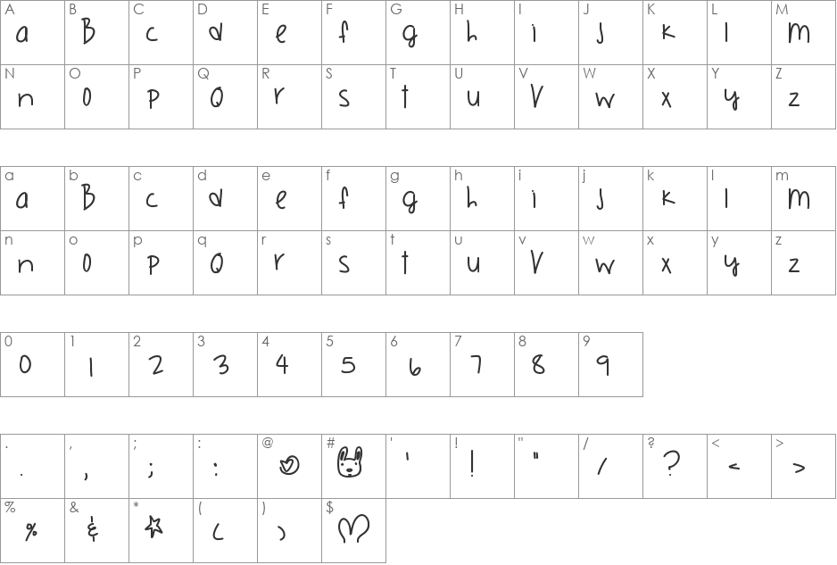 OrangeCounty font character map preview