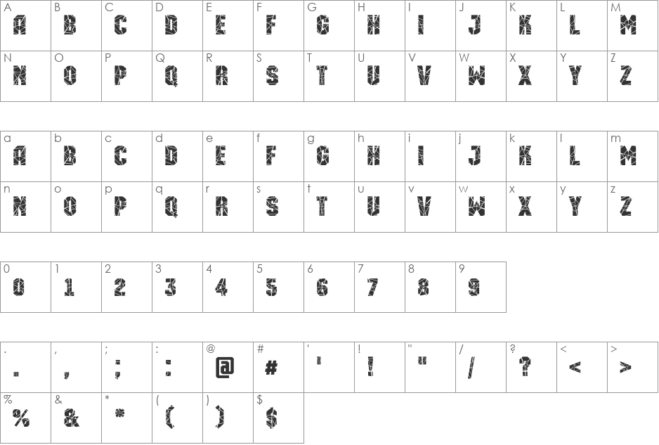 a_MachinaOrtoSht font character map preview