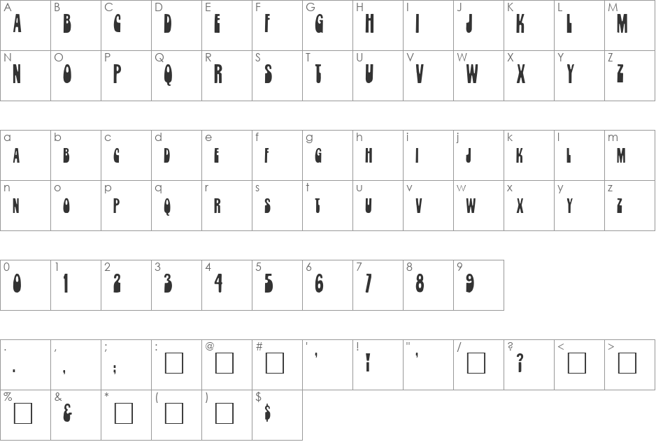 Orbit font character map preview