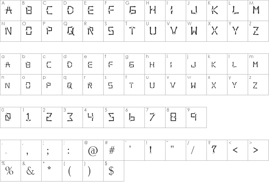 Orbital Sling font character map preview