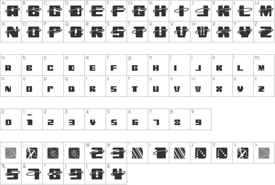 Orbitronio font character map preview