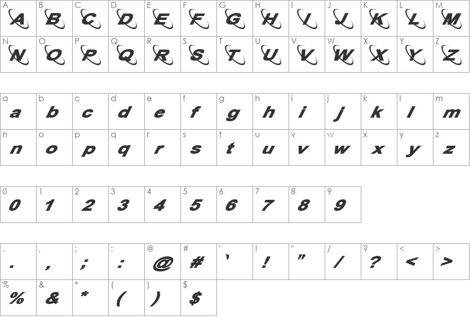 Orbitto font character map preview