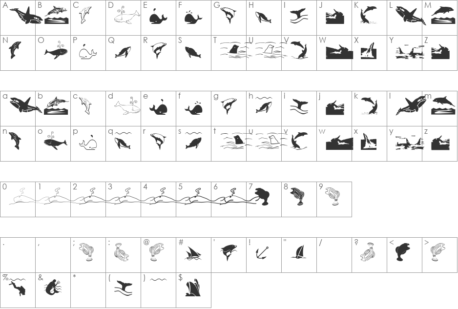 Orcas font character map preview
