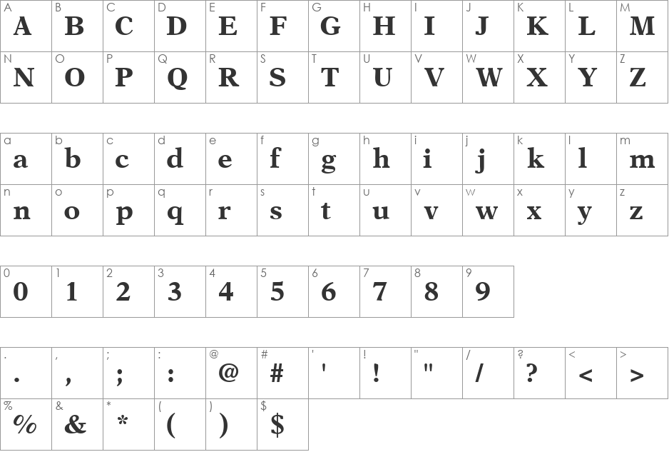 OrchidBlackSSK font character map preview