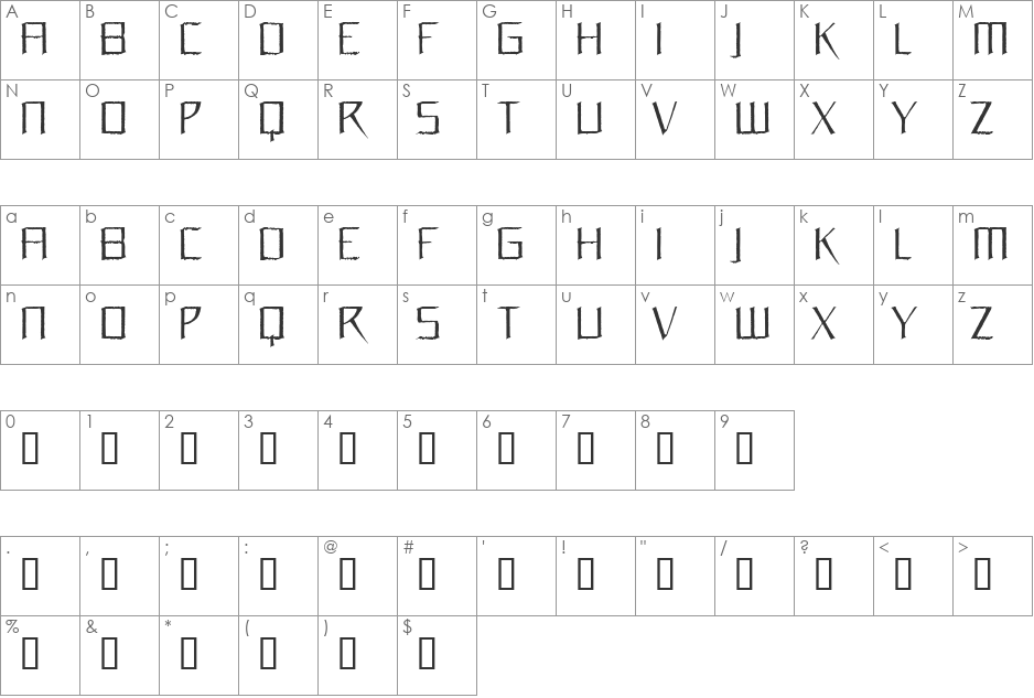 Orchidee font character map preview