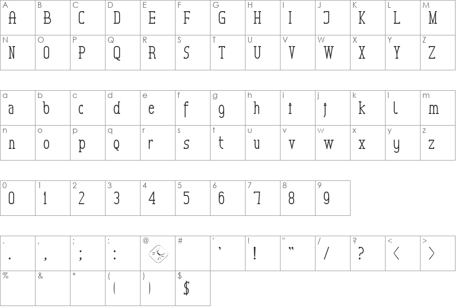 Orchidee font character map preview