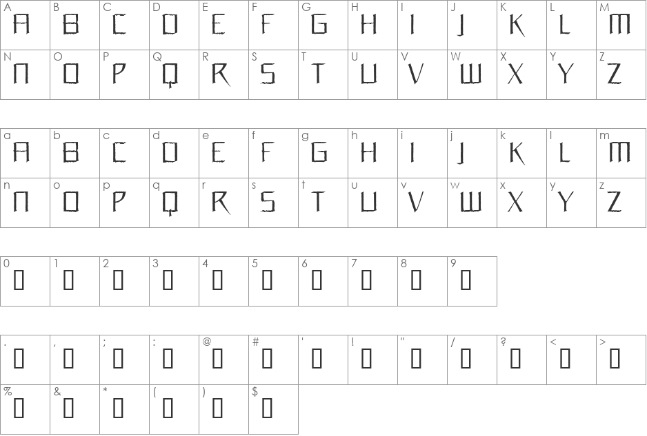 OrchideeMedium font character map preview