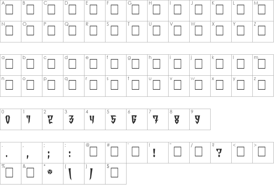 Ordens_VK font character map preview