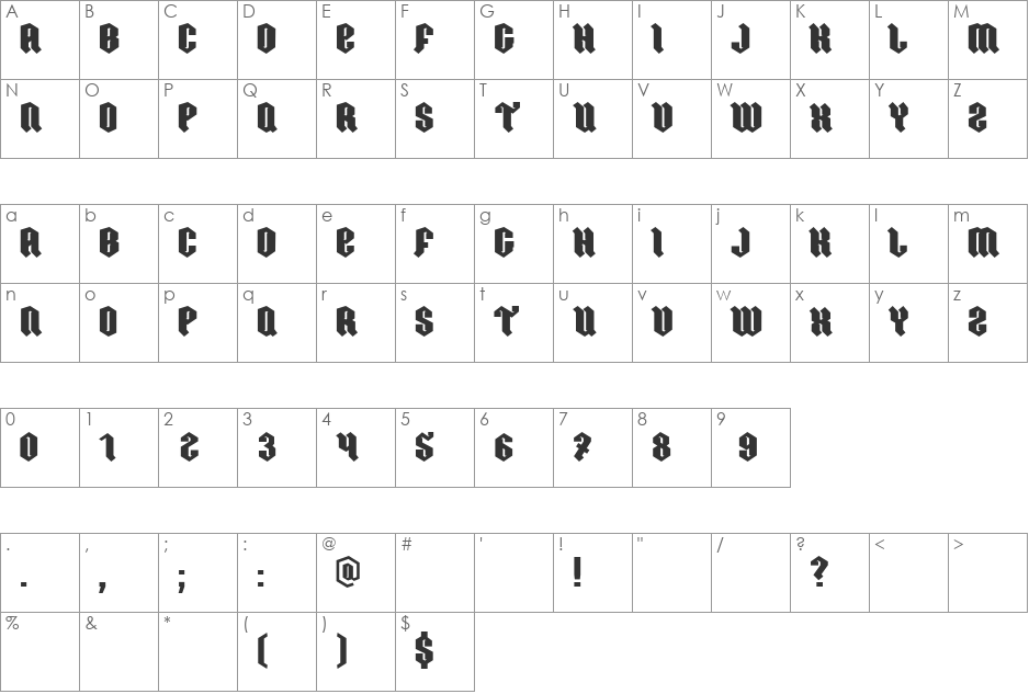Ordnung font character map preview