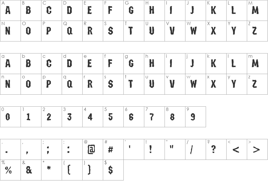a_MeccanoBrk font character map preview