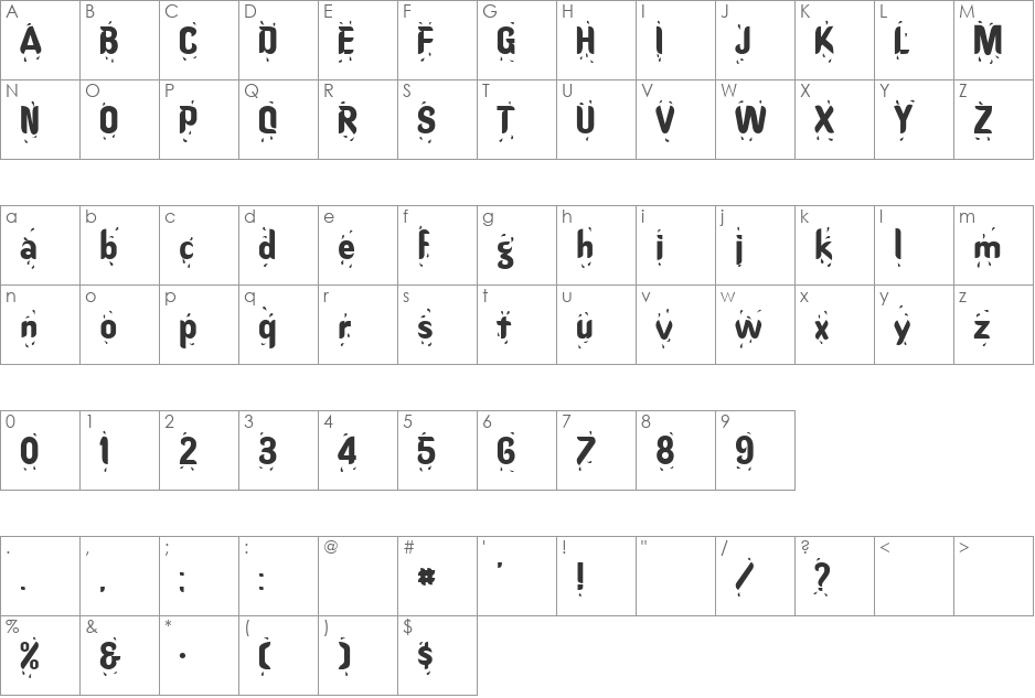 Oregon font character map preview