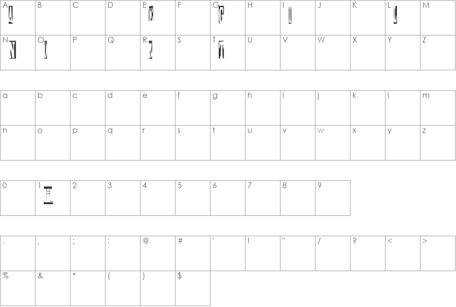 Oregon Trail font character map preview